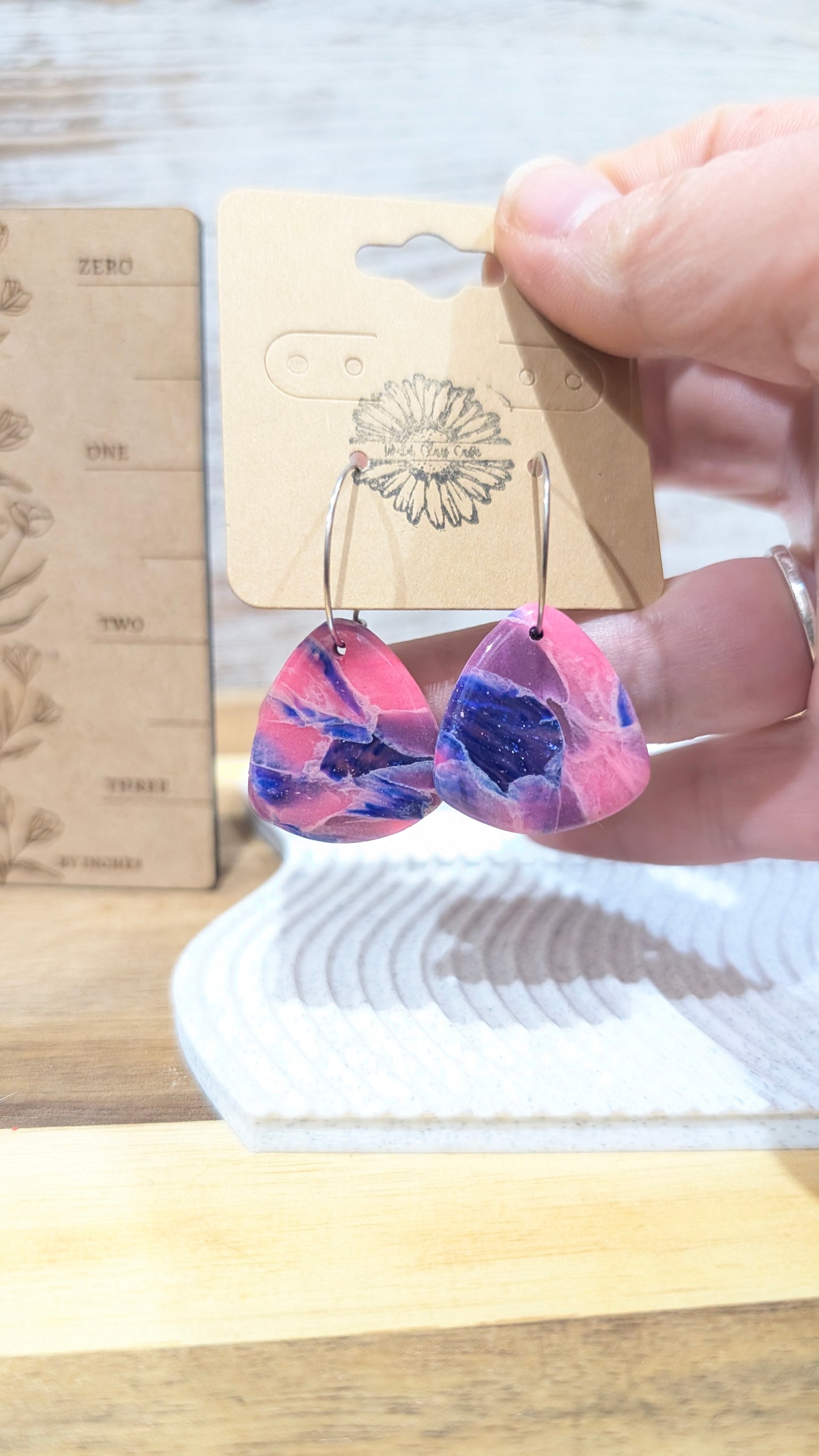 Purple and a pink Guitar Hoops