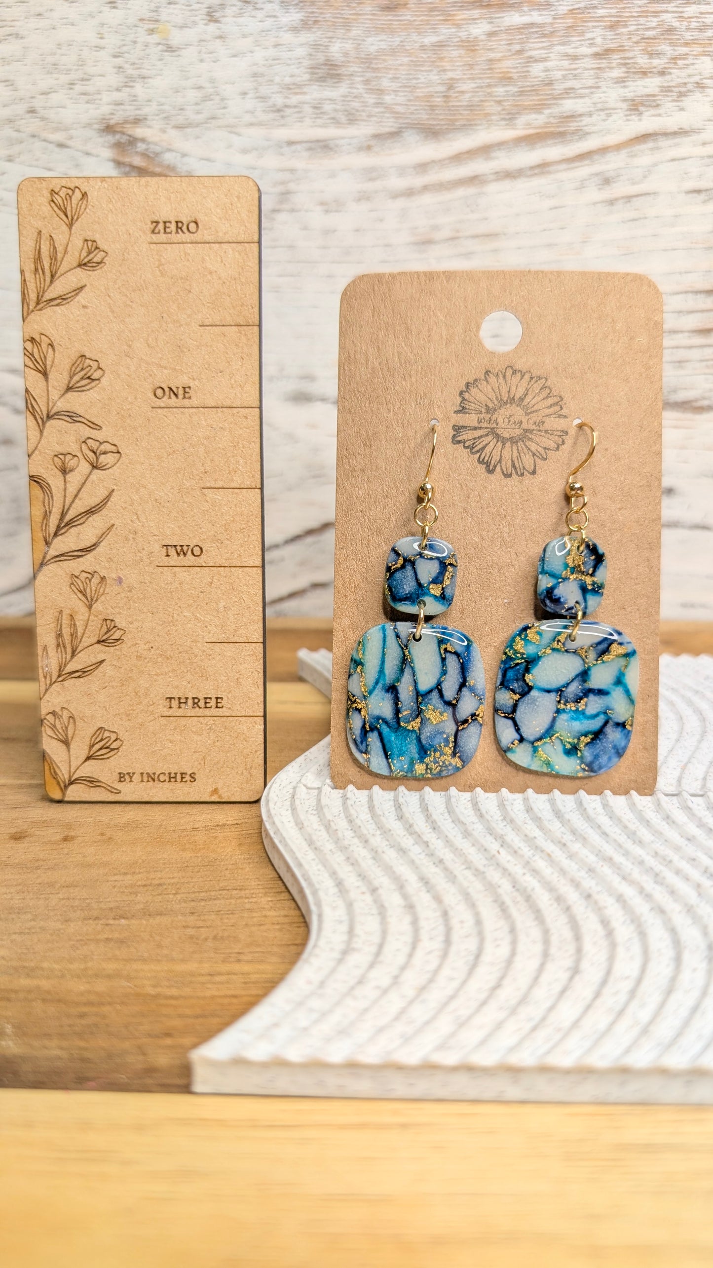 Teal and Navy Marbled Squares