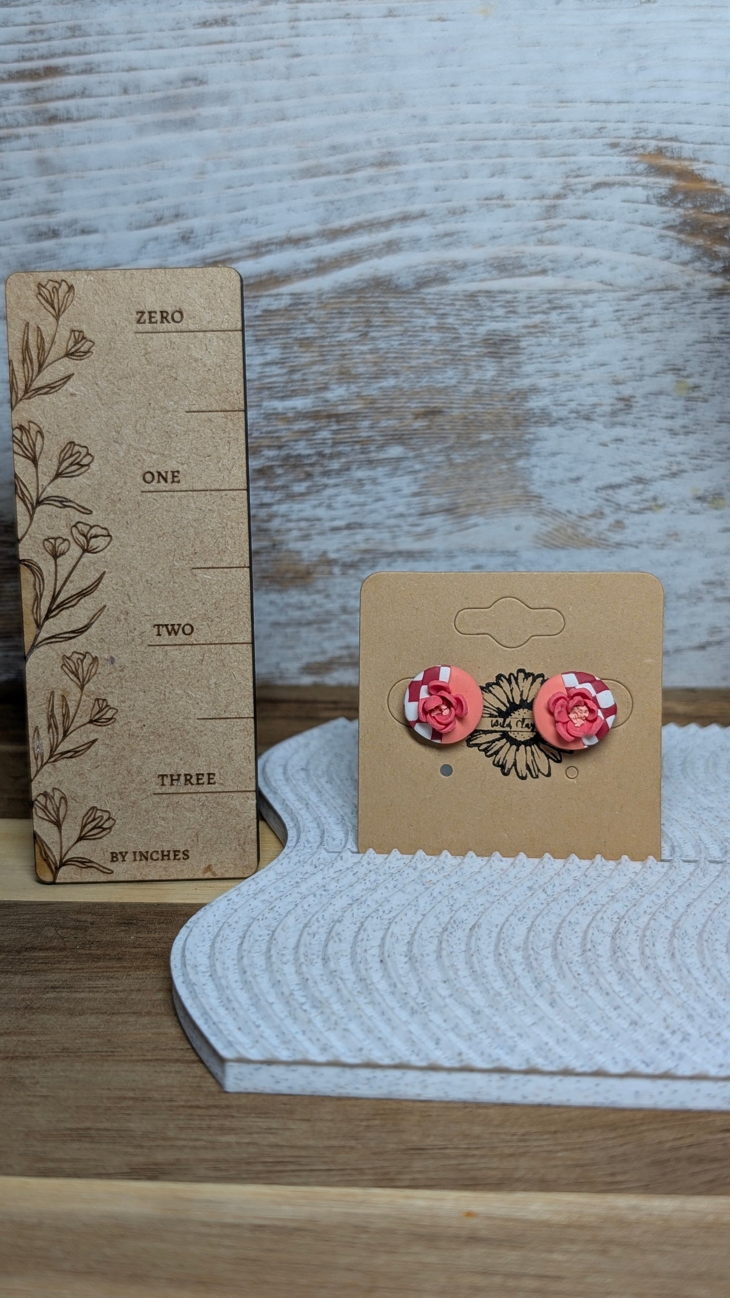 Floral checkered Studs