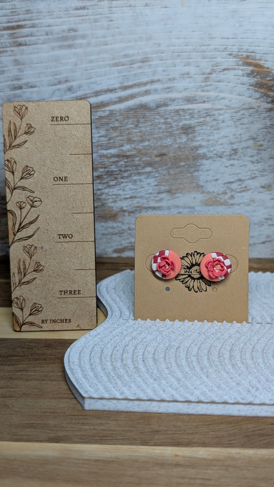 Floral checkered Studs