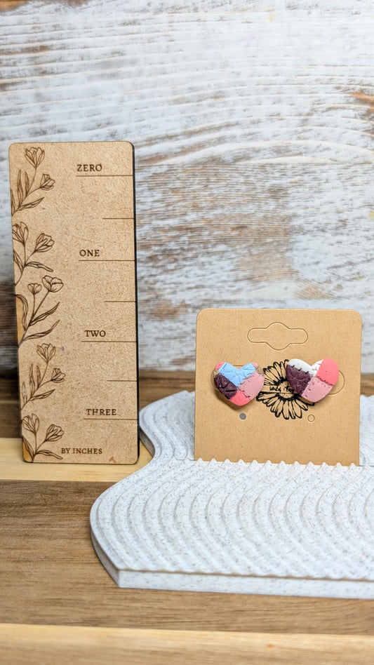 Quilted Heart Studs