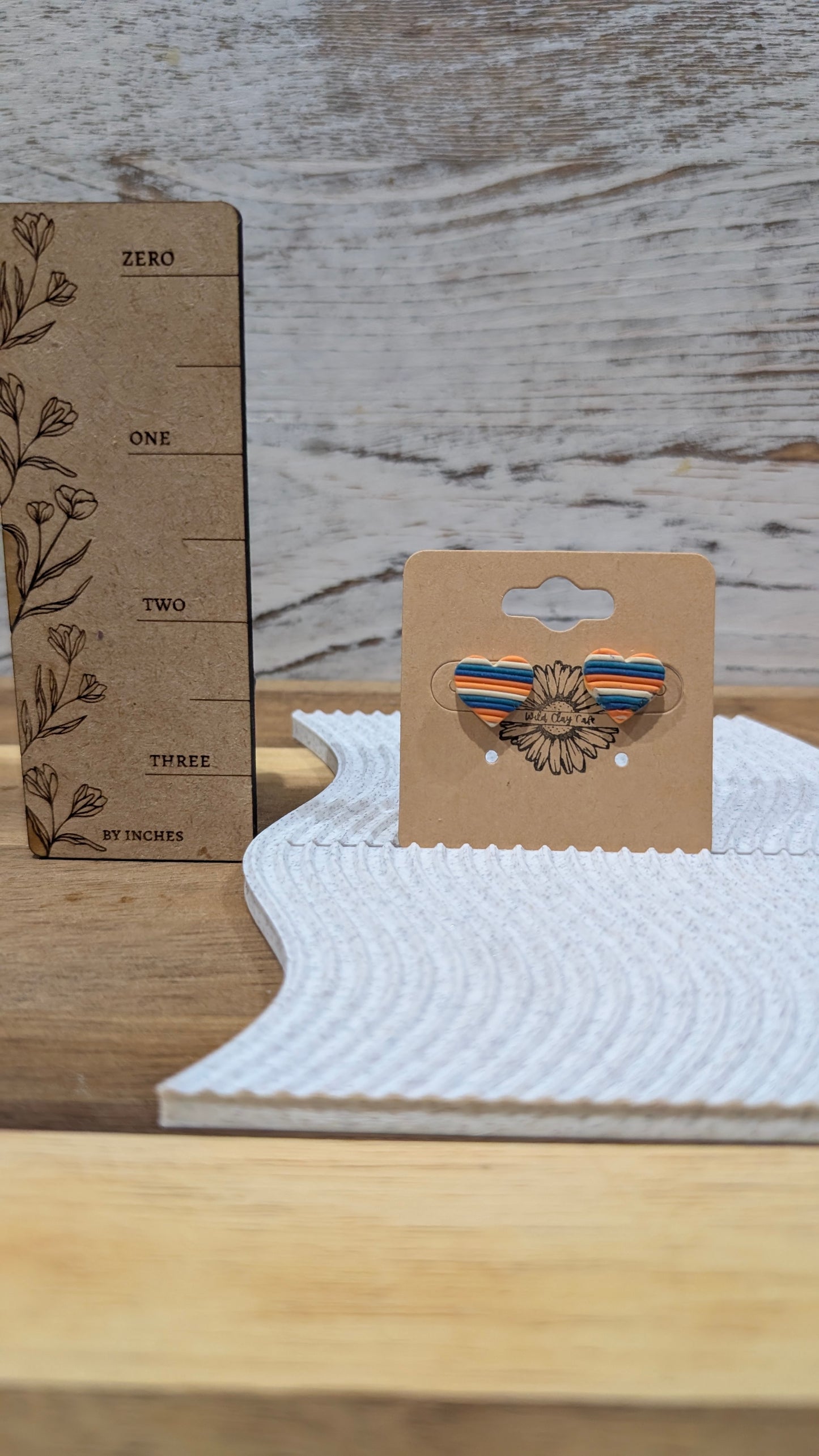 Striped Heart Studs
