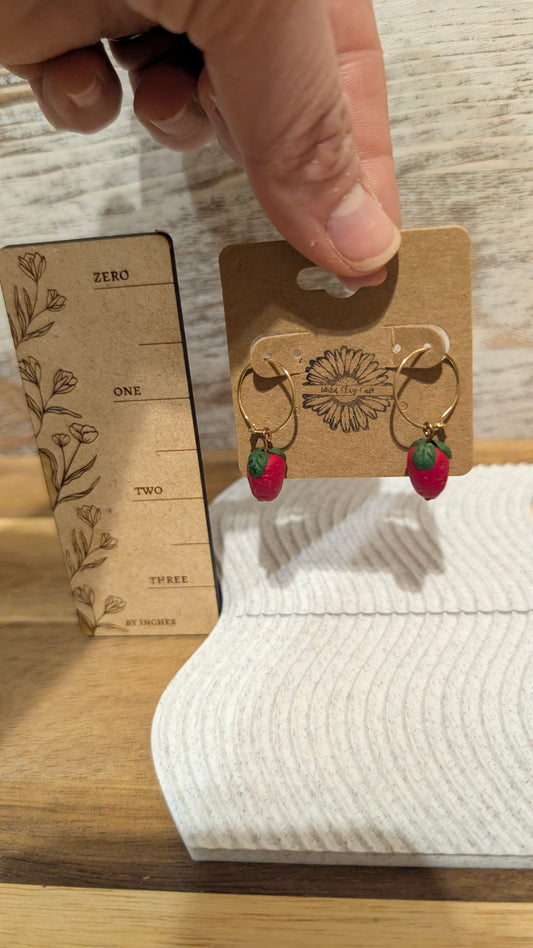 Tiny strawberry bead hoops