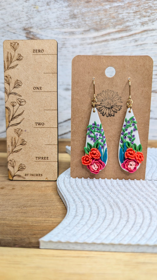 Floral Long Teardrops