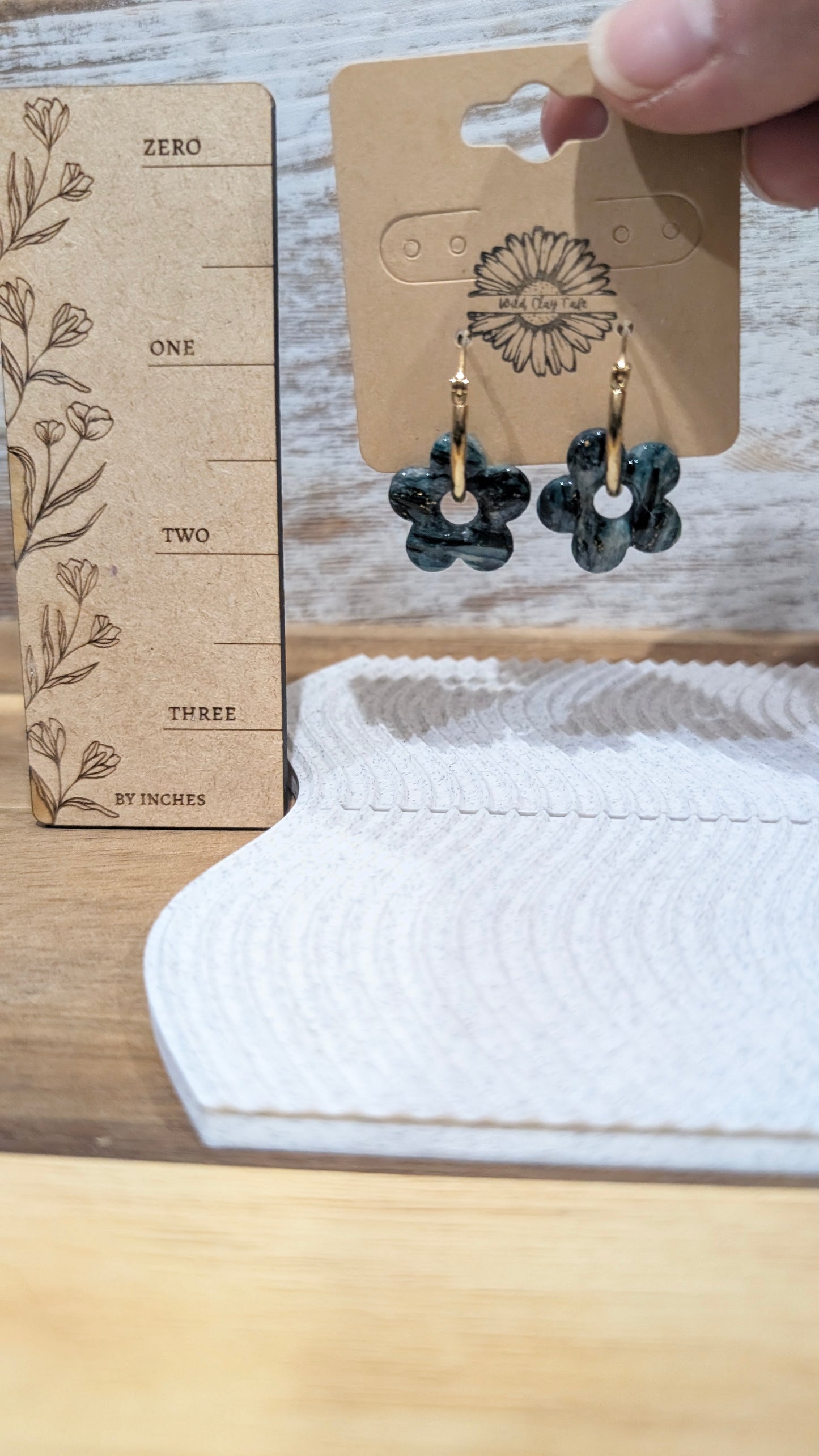 Marbled Green Flower Hoops