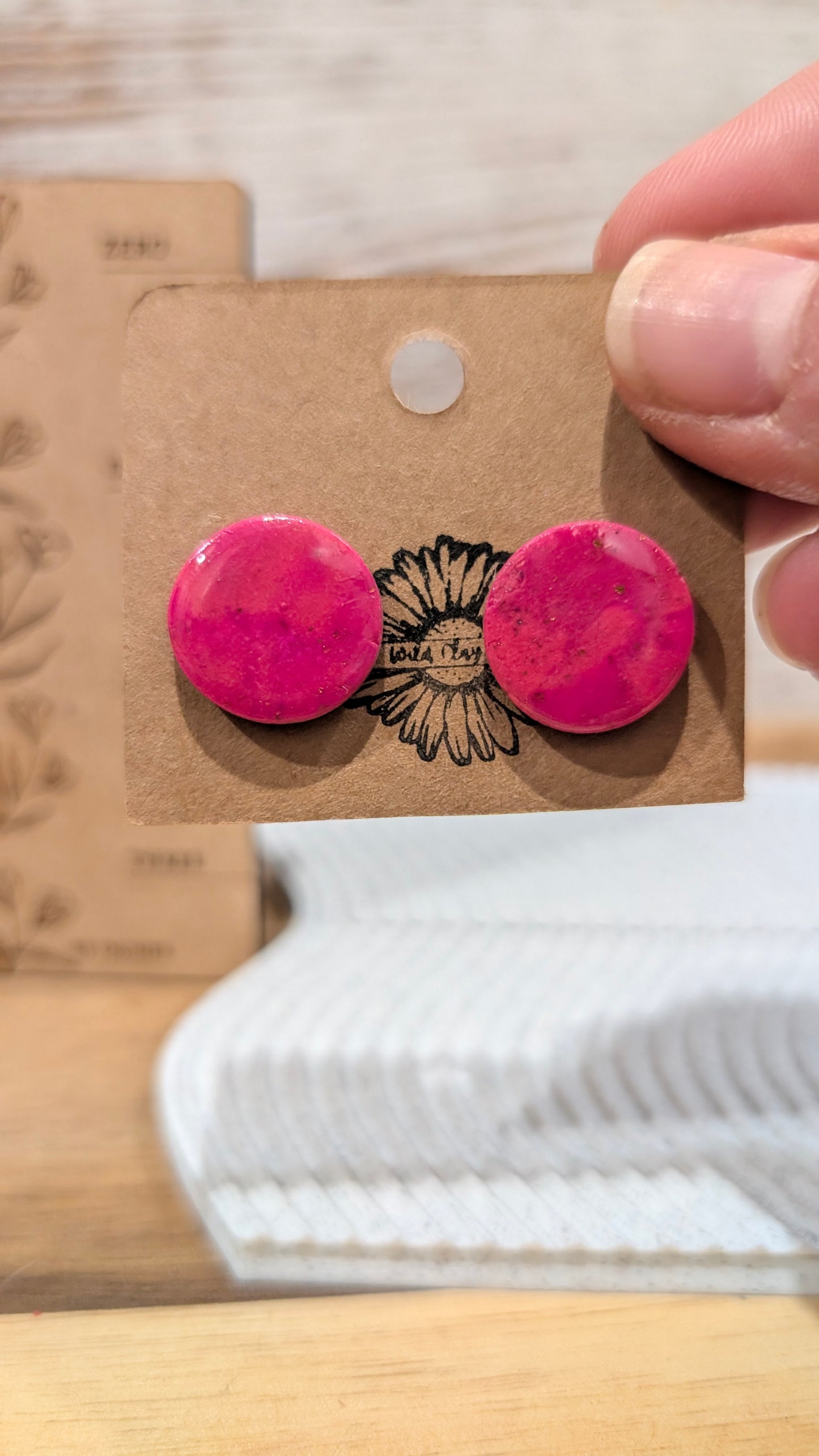 Pink Marbled Studs