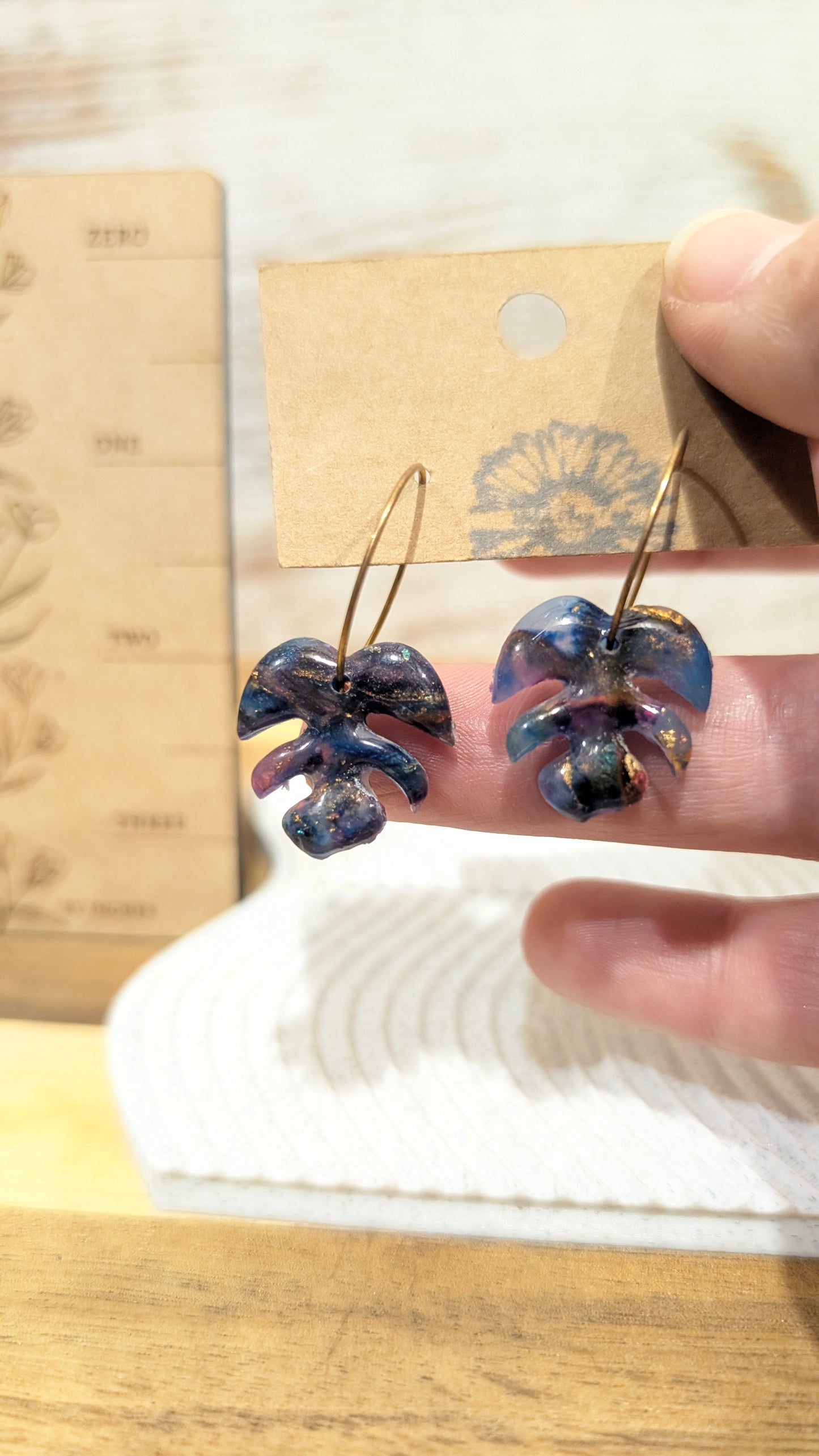 Marbled Monstera Hoops