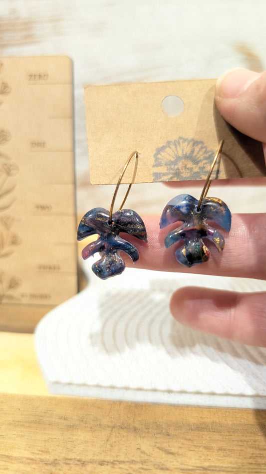 Marbled Monstera Hoops