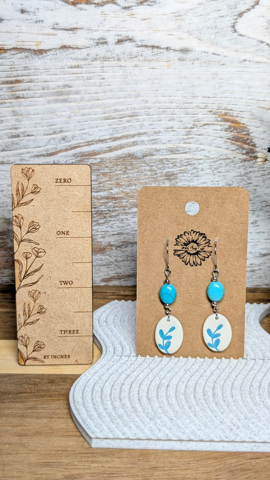 Teal Beaded Mini Ovals